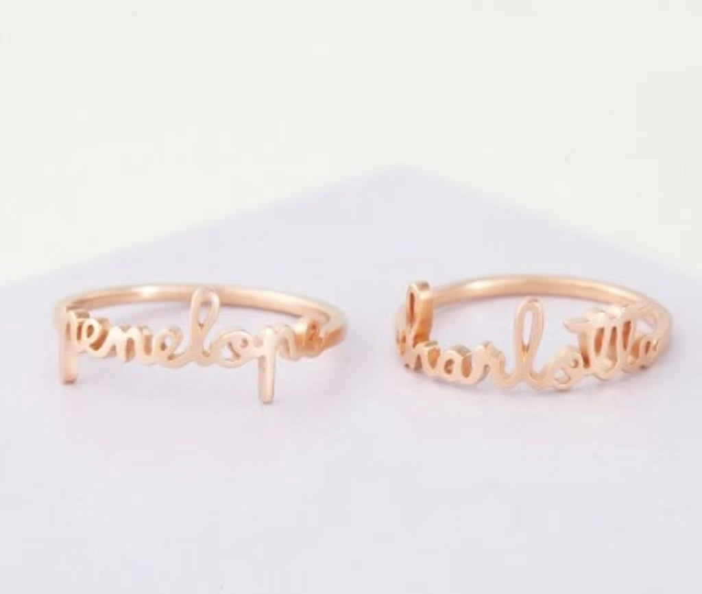 Stacking Name Ring - Charlotte Font