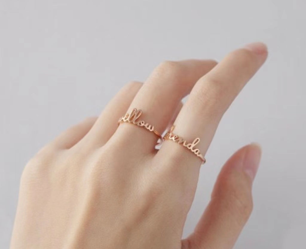 Stacking Name Ring - Charlotte Font