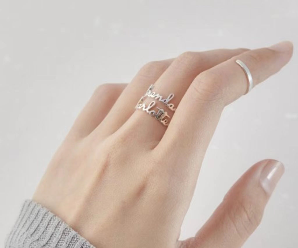 Stacking Name Ring - Charlotte Font