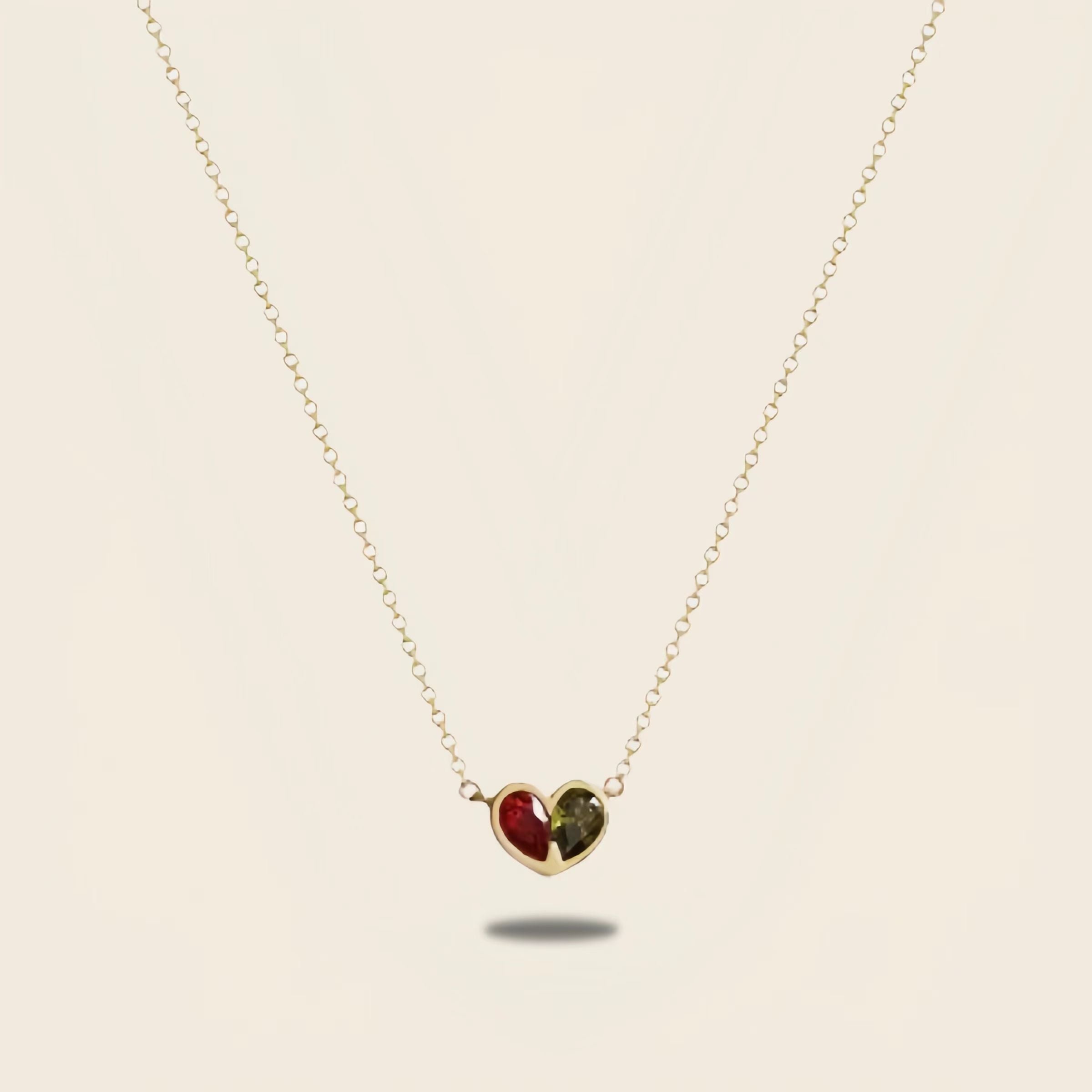 Dainty Birthstone Heart Necklace, Personalized Necklace