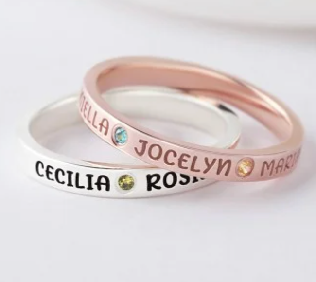 Kids Names Ring With Birthstones