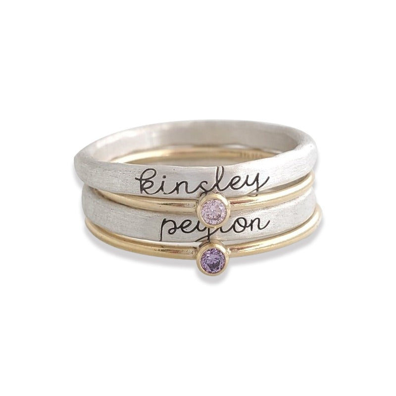 Personalized Silver Stacking Name Rings Gifts