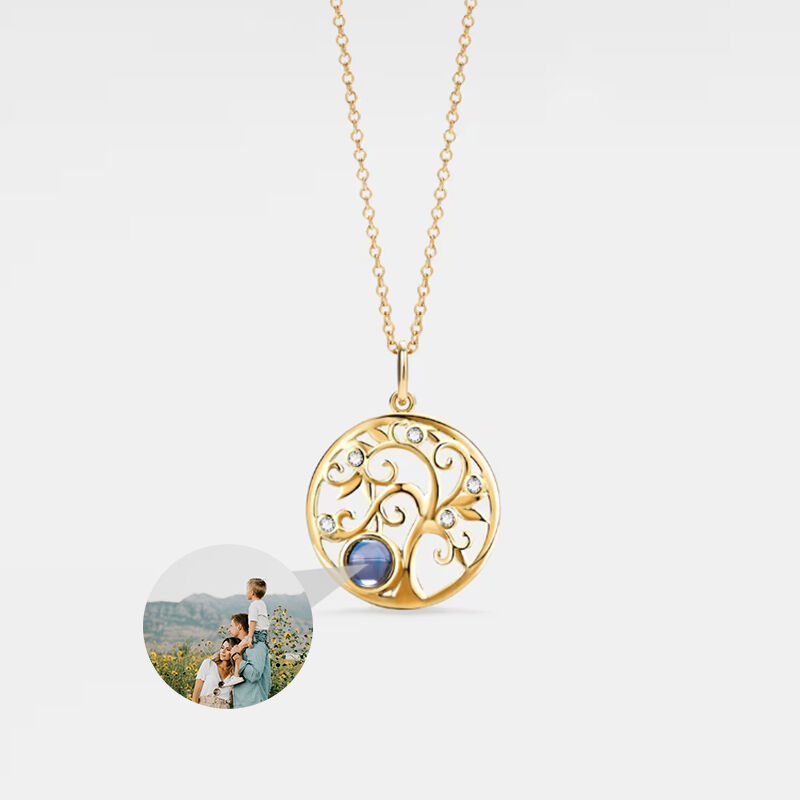 Personalized Projection Picture Necklace With Family Tree Pendant