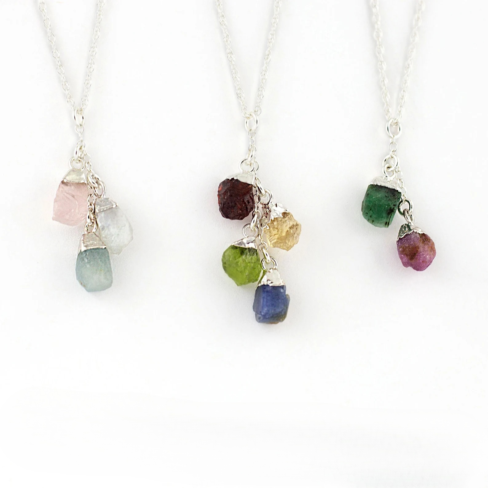 Custom Raw Birthstone Necklace, Mother Day Gift Unique Birthday Gift