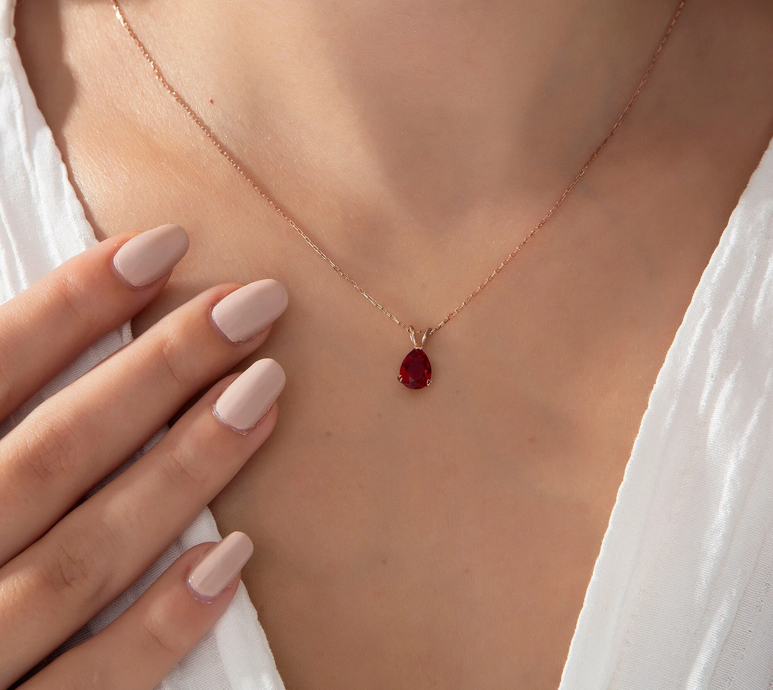 Claw Prong Teardrop Birthstone Necklace