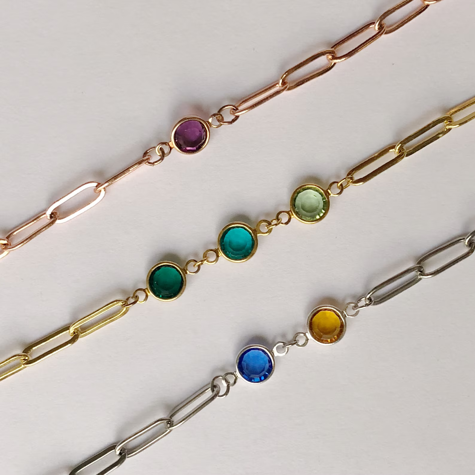 Kids Birthstones Anklet Mom • Mommy Anklet • Grandma Gift • Three Sisters