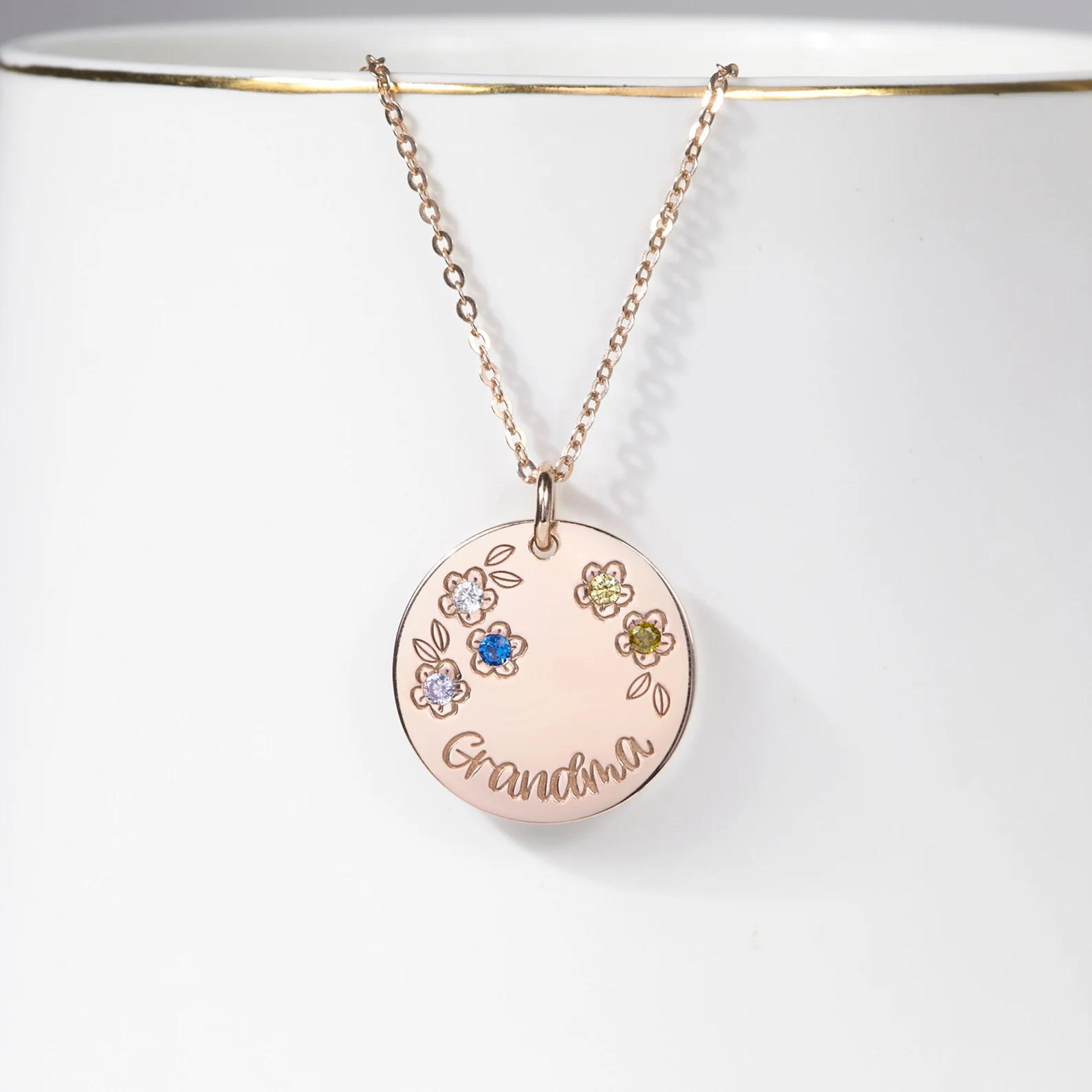 Grandchildren Birthstone Necklace, Nana Necklace With Birthstone