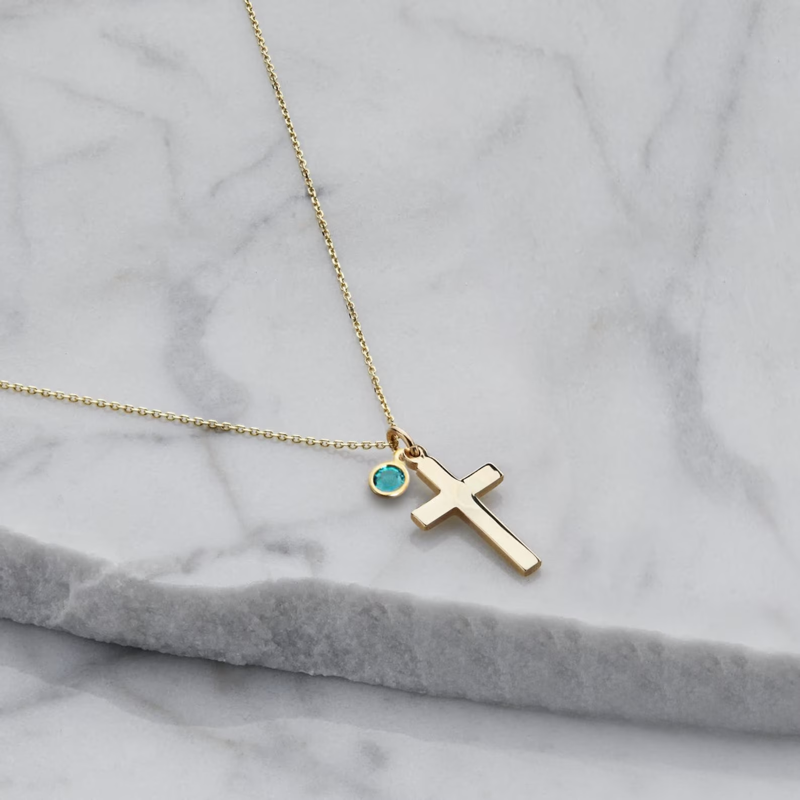 Cross necklace Birthstone - Personalized birthstone necklace