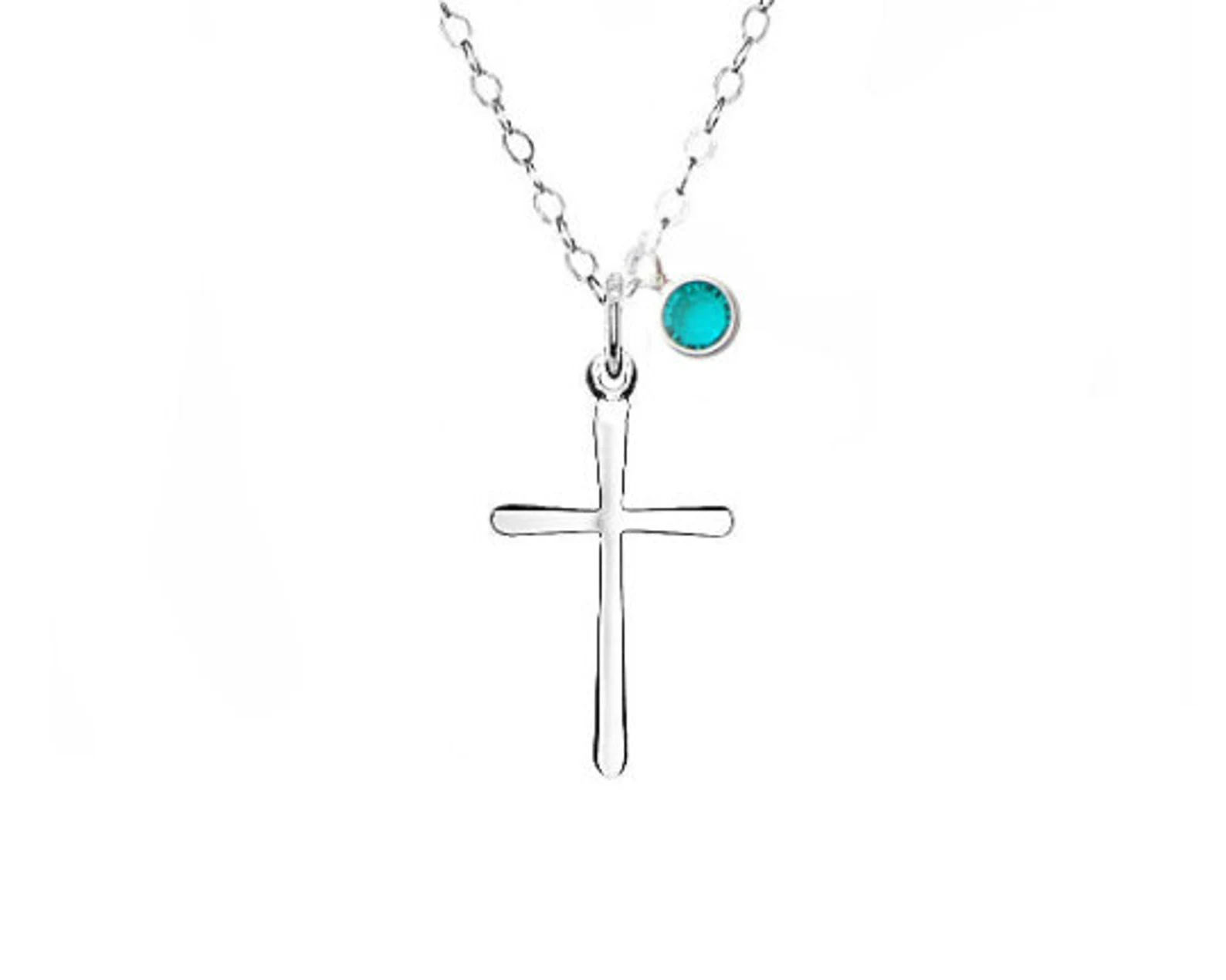 Cross necklace Birthstone - Personalized birthstone necklace