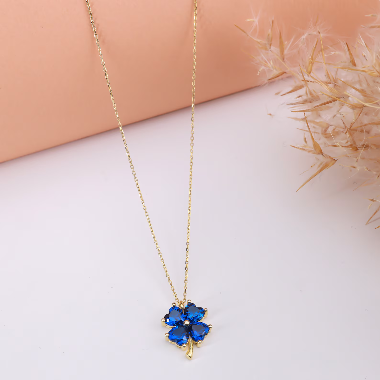 Dainty Birthstone Clover Necklace, Dainty Four Leaf Clover Necklace