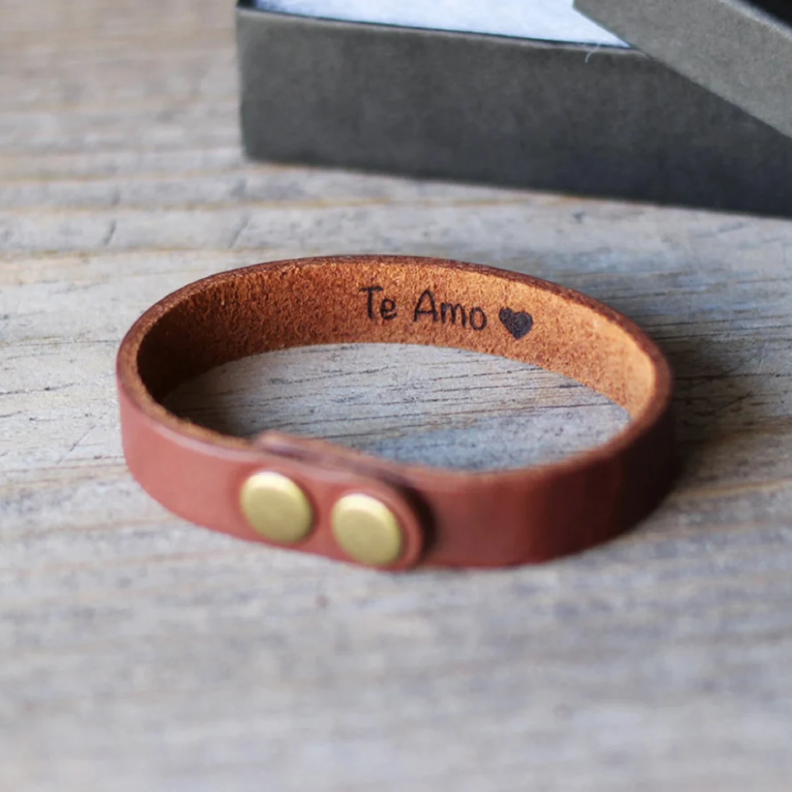 Personalized Brown Leather Bracelet // Gift for him