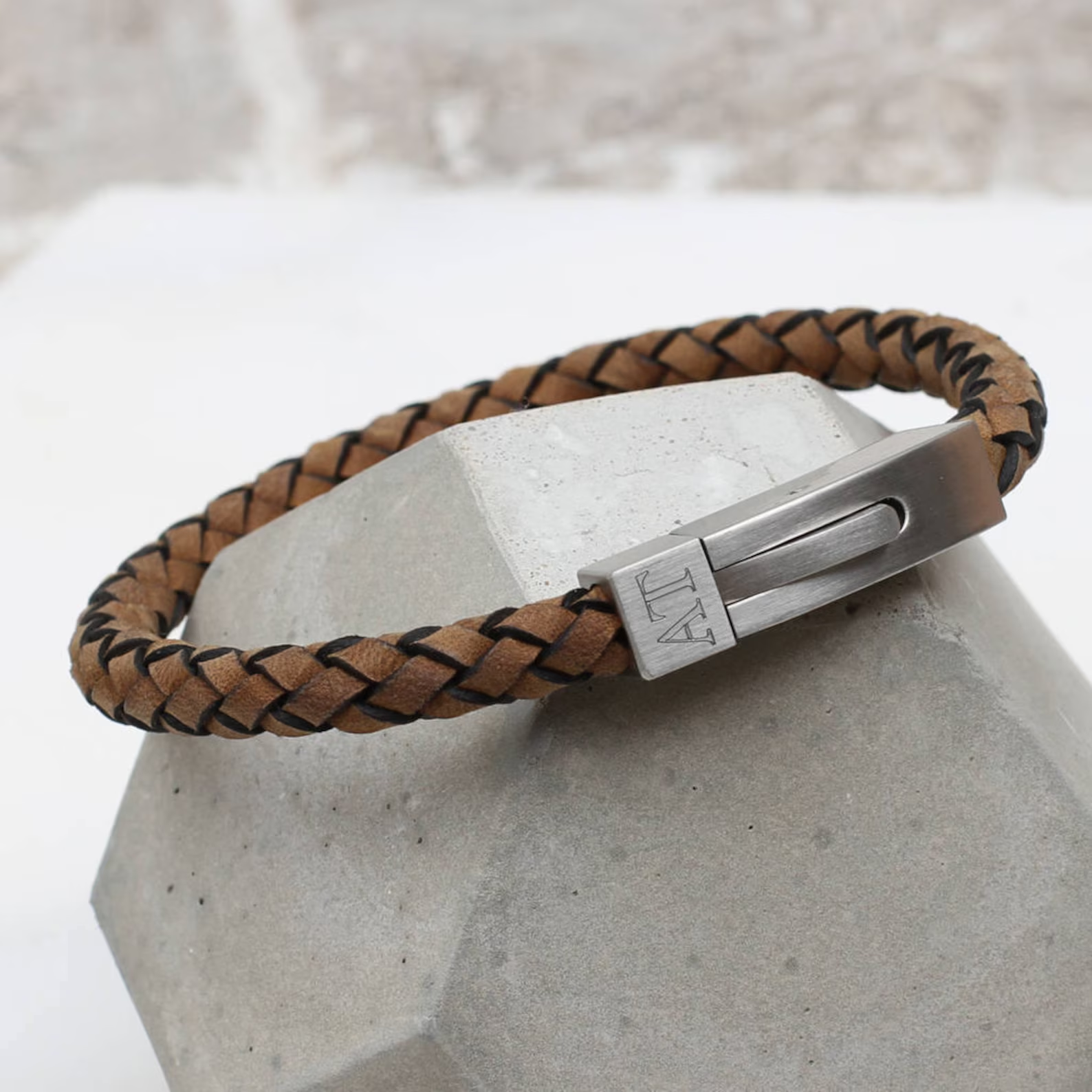 Men's Personalised Plaited Suede Leather Bracelet