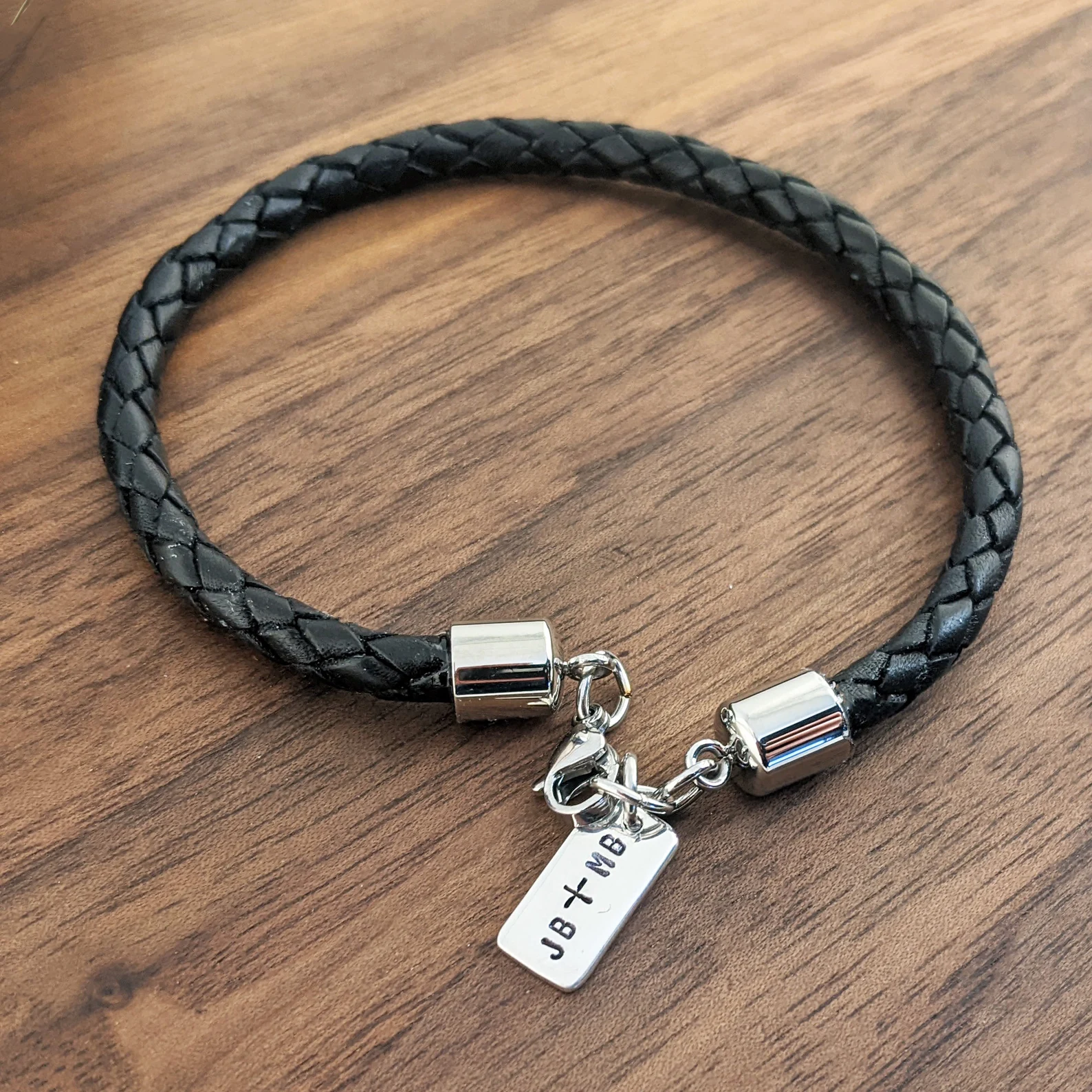 Custom Mens Leather Bracelet, Mens Initial Bracelet