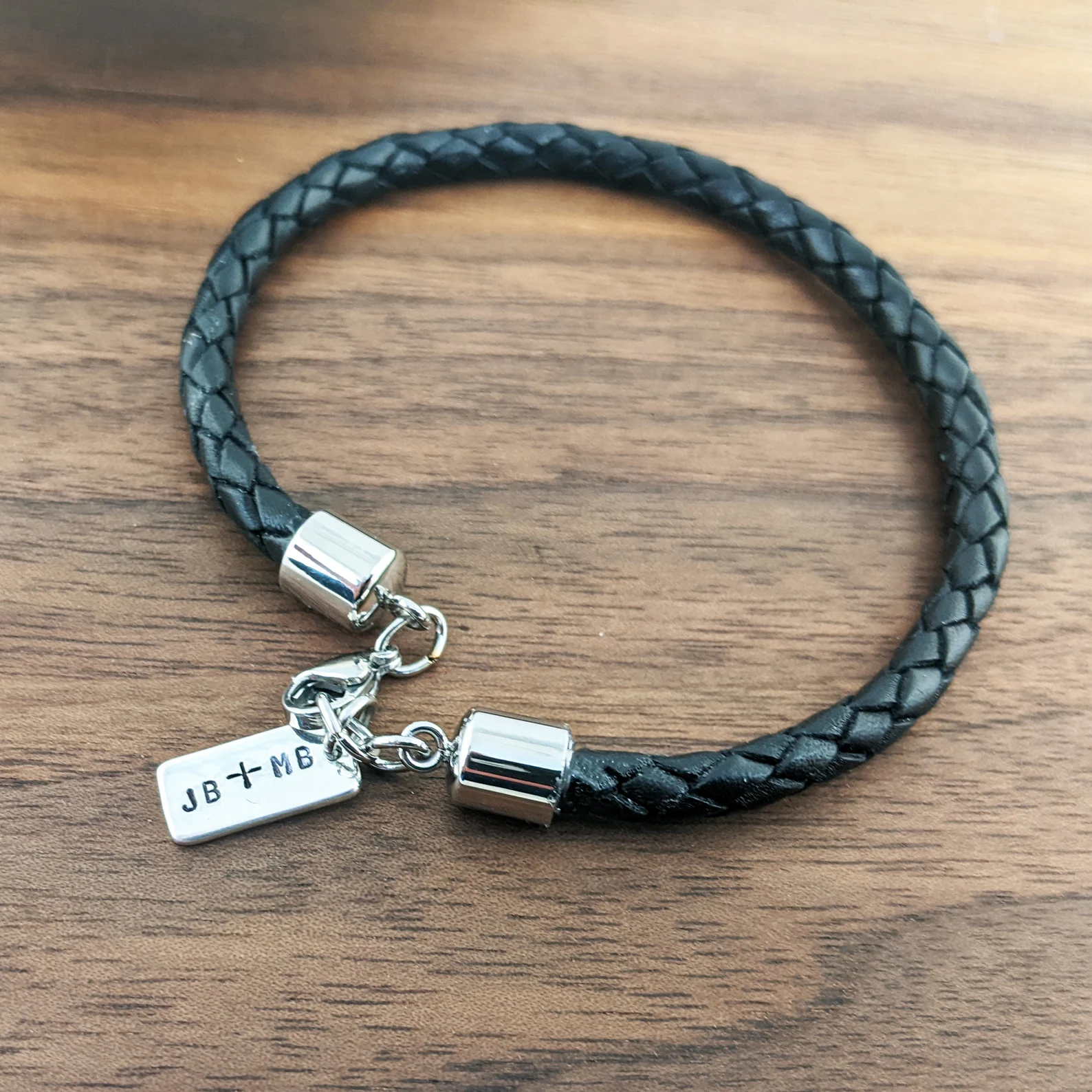 Custom Mens Leather Bracelet, Mens Initial Bracelet