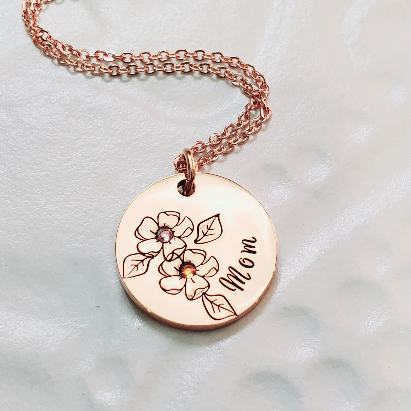 Birthstone Mother's Flower Necklace - Mother's Grandmother's Gift