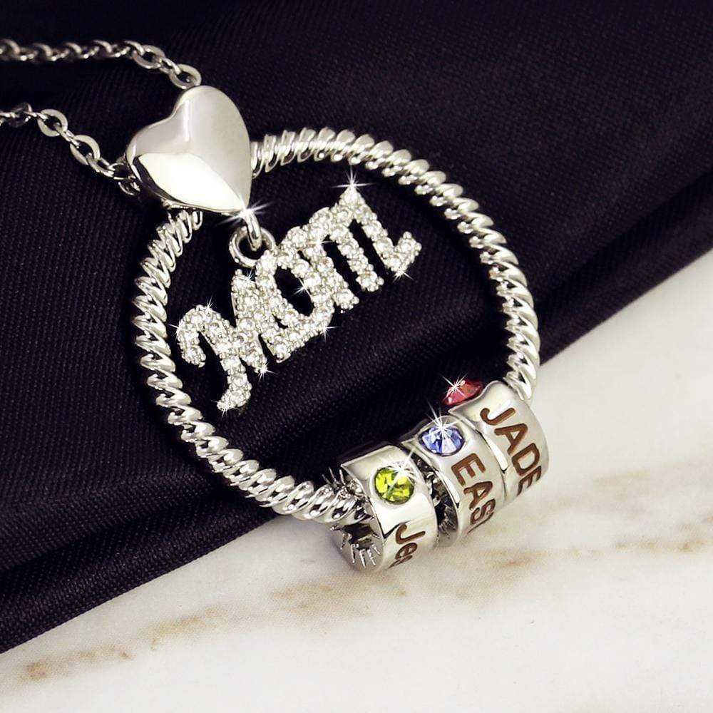 Personalized Circle Pendant with Custom Birthstone Beads