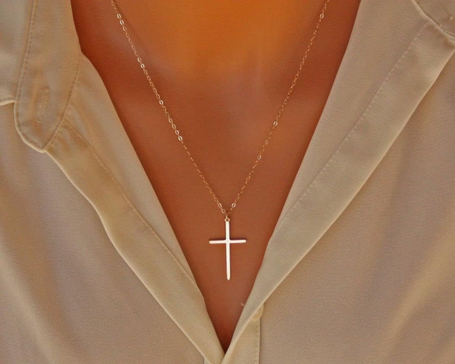 Elegant Cross necklace-long large skinny cross necklace simple