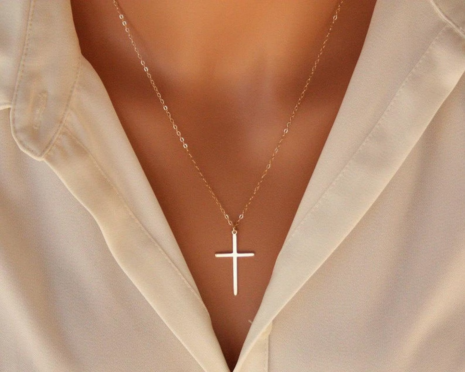 Elegant Cross necklace-long large skinny cross necklace simple