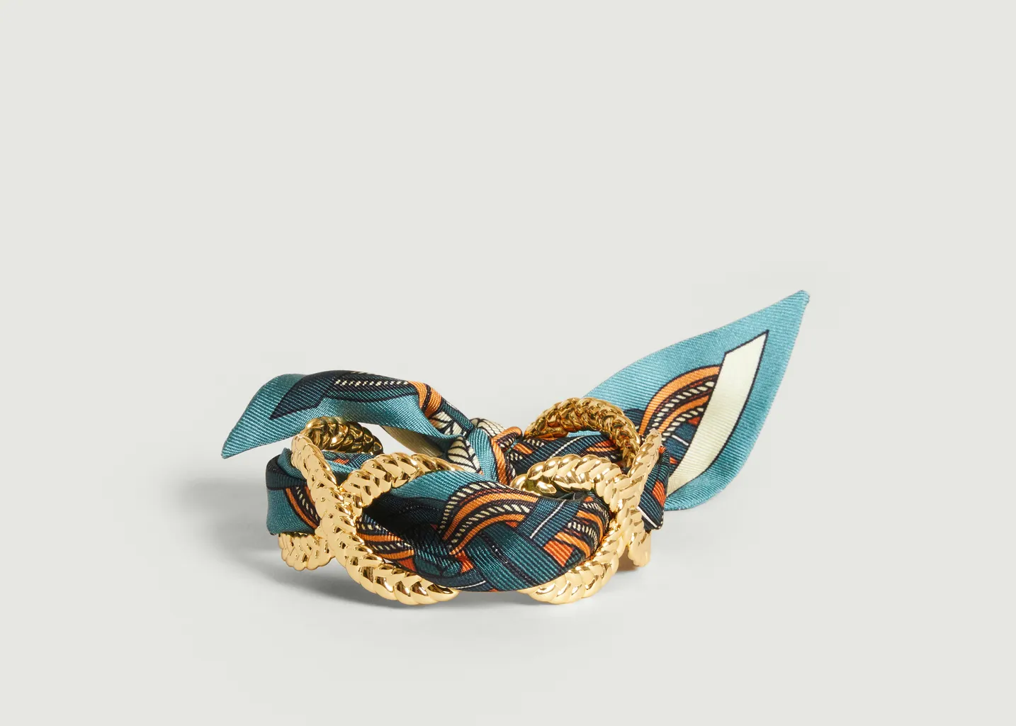 GOLD-PLATED AND SILK BRAIDED CUFF BRACELET