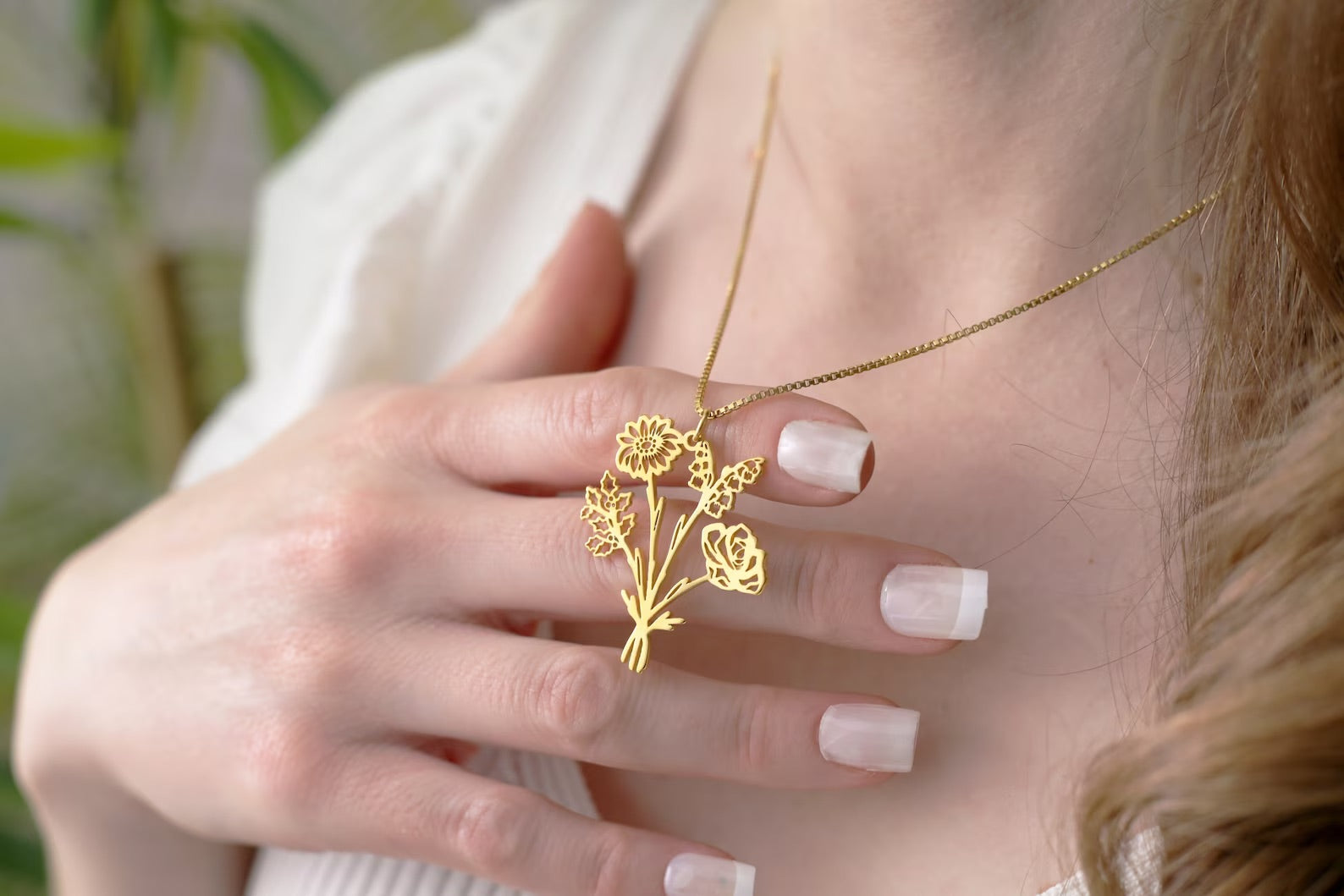 Combined Birth Flower Bouquet Necklace For Mother's Day