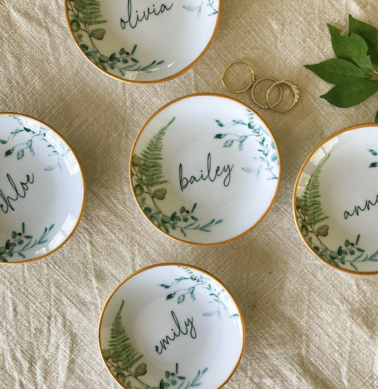 Personalized Greenery Jewelry Dish