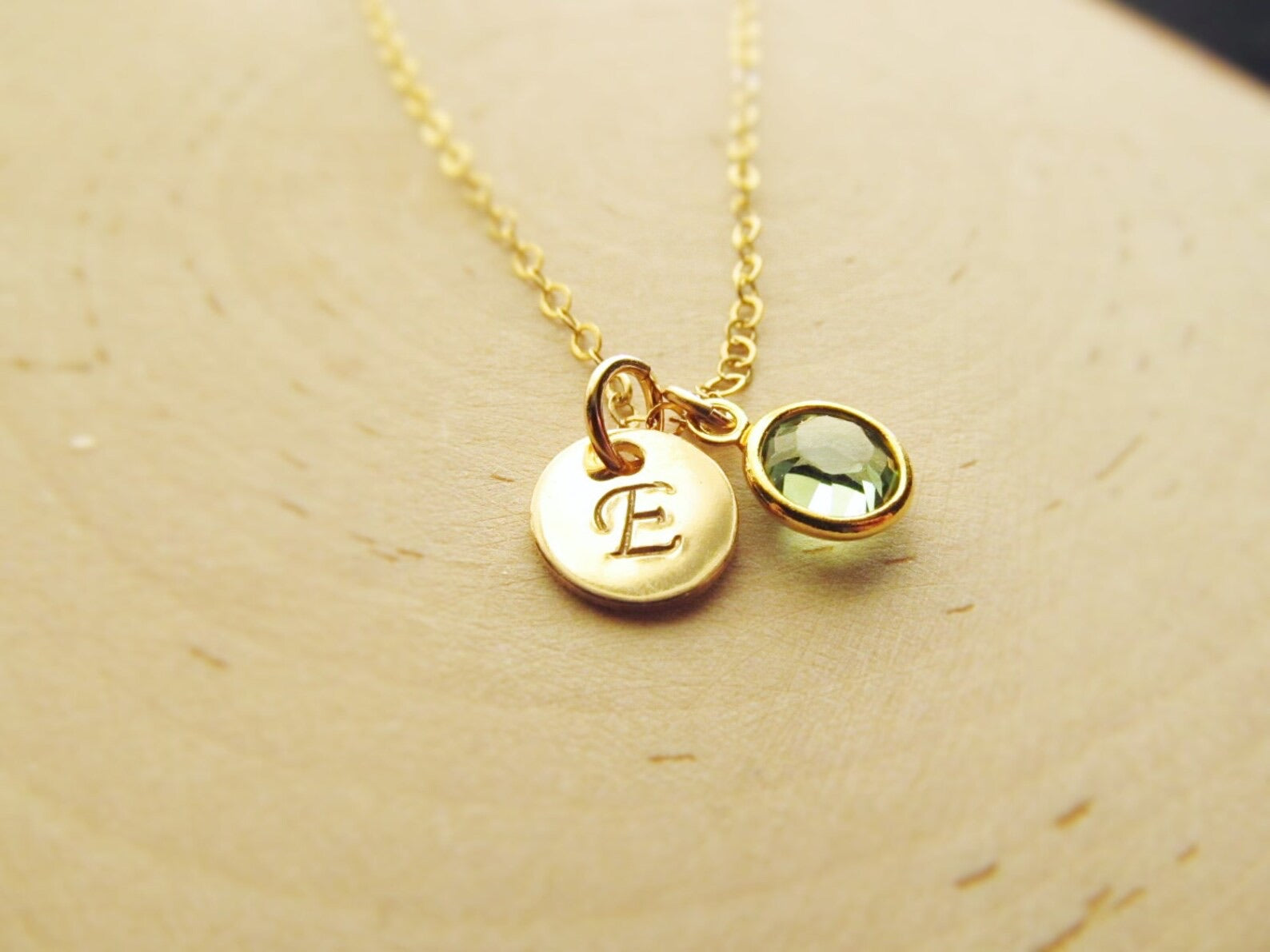 New Mom Gift, Initial with Birthstone Necklace