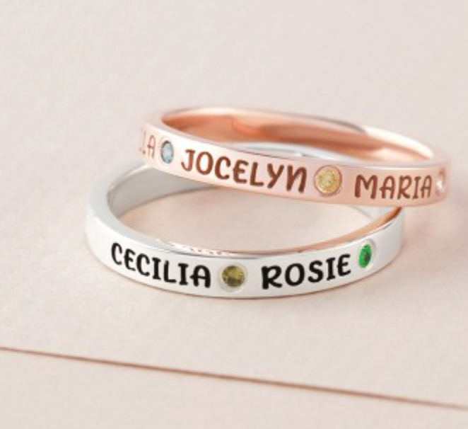 Kids Names Ring With Birthstones