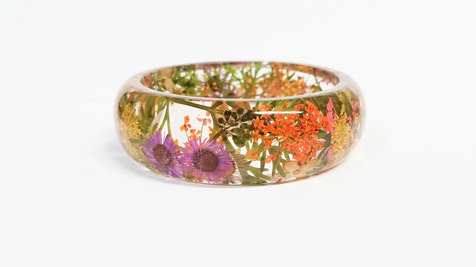 Unique gift for mom, pressed flower bangle