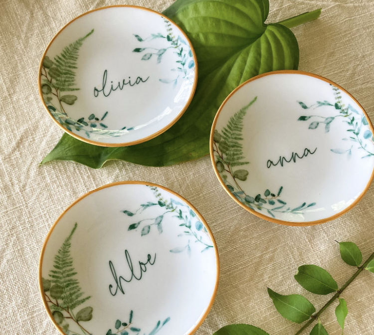 Personalized Greenery Jewelry Dish