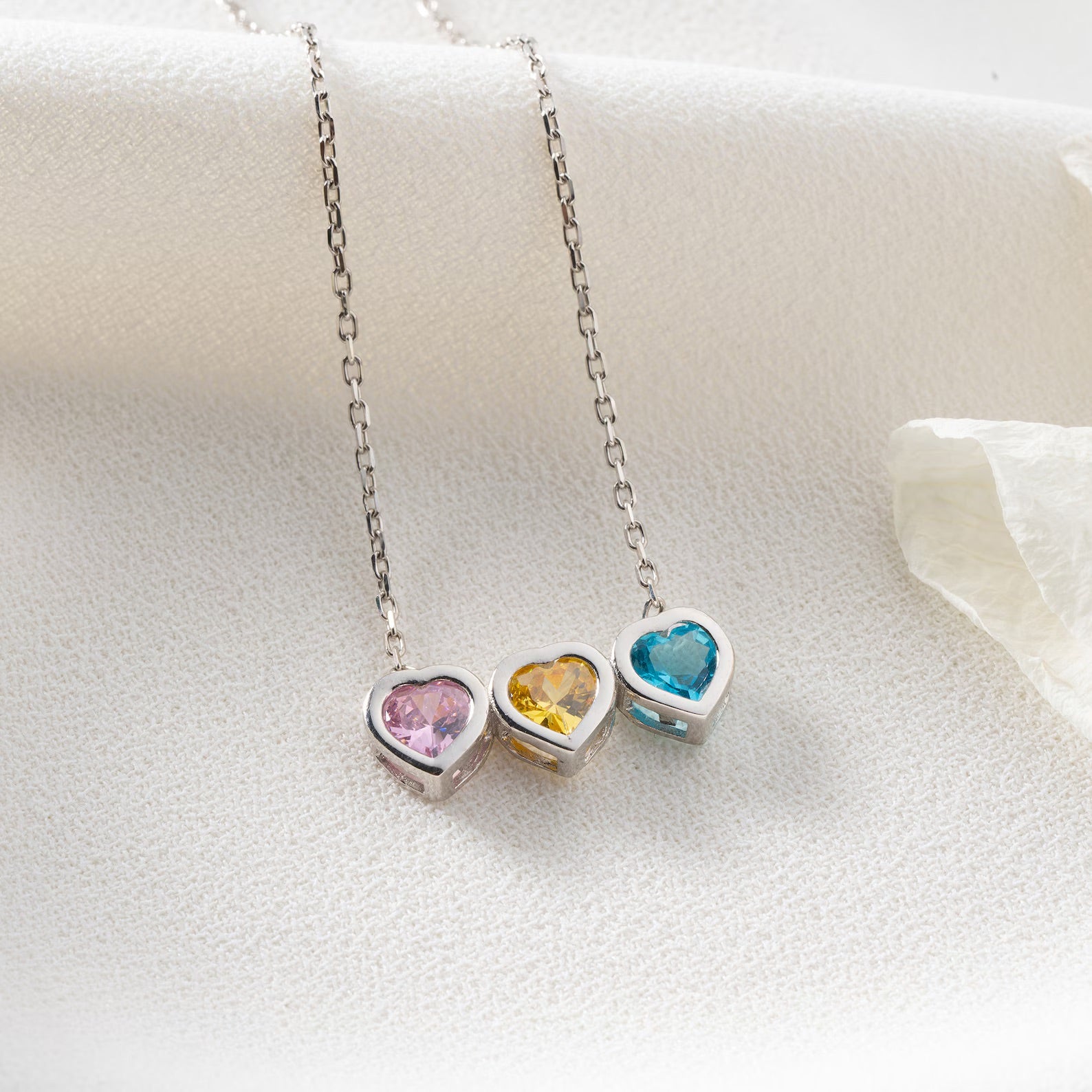 Dainty Birthstone Heart Necklace with Birthstone Necklace