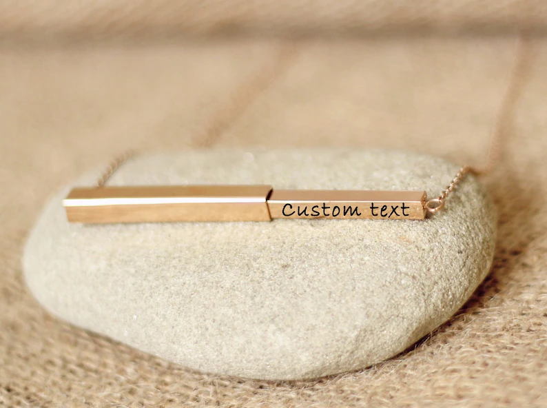 Bar Necklace Custom Engraved|Valentine's Day Gift For Her