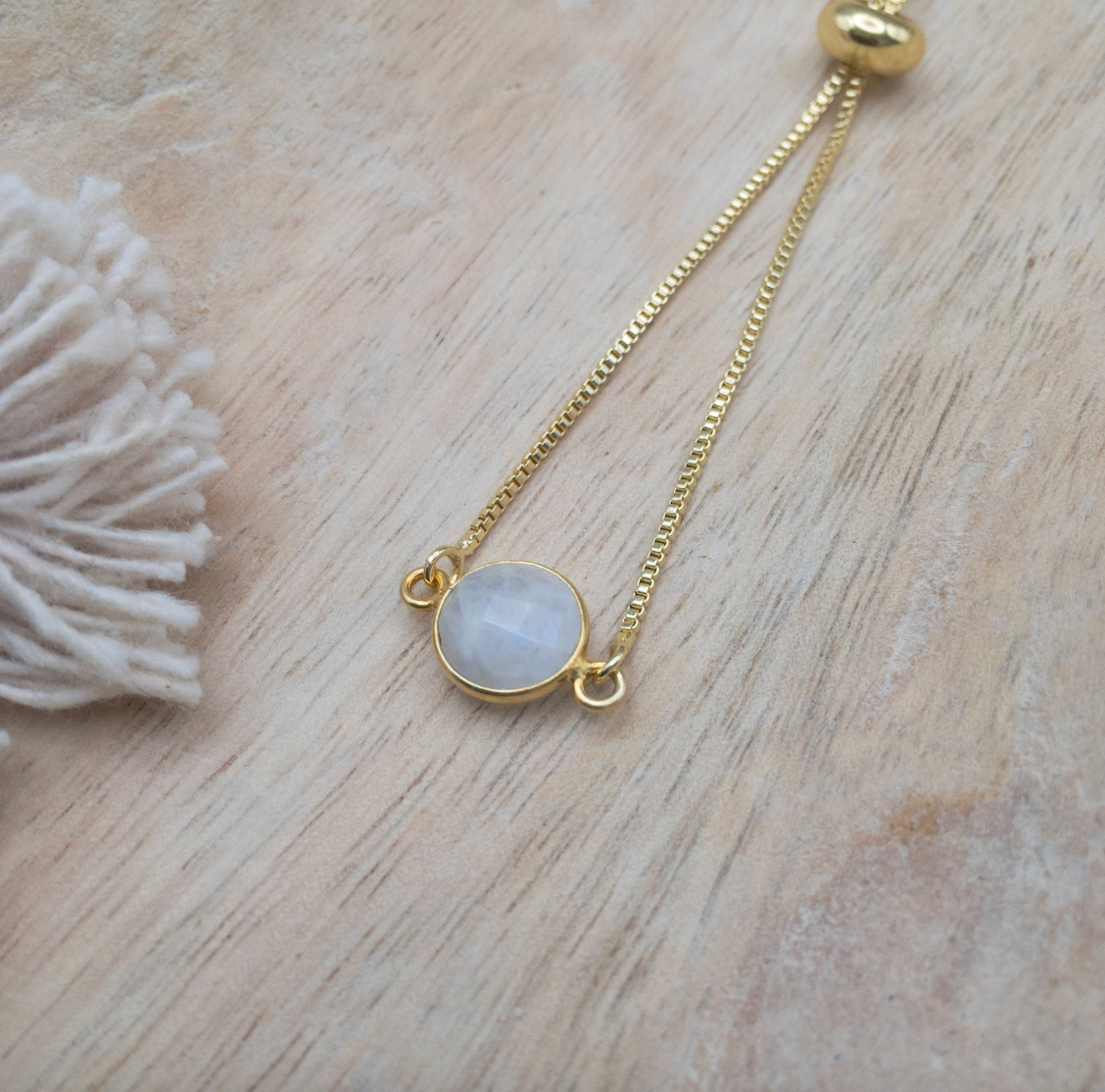 Moonstone Fertility Bracelet with Adjustable Gold Chain