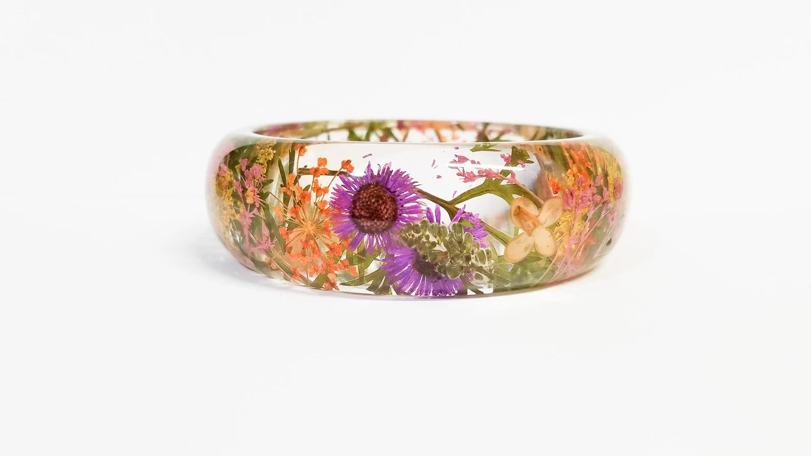 Unique gift for mom, pressed flower bangle