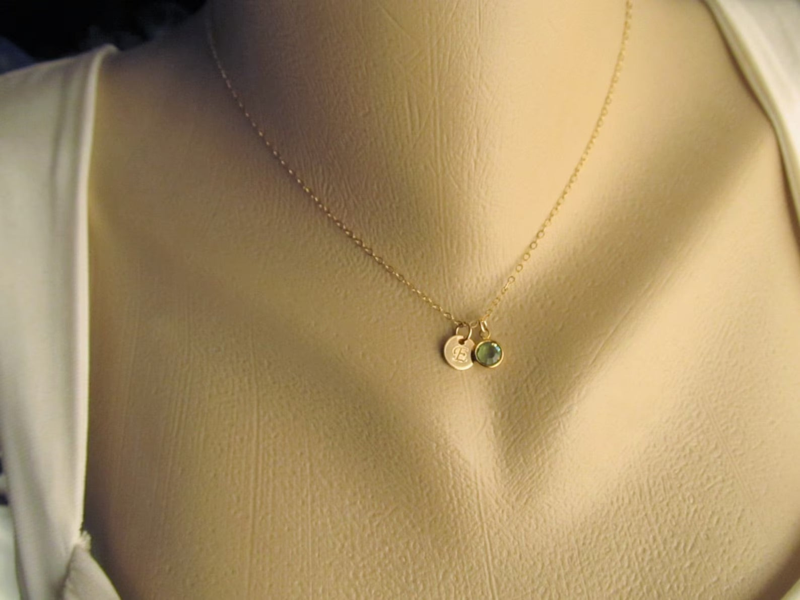 New Mom Gift, Initial with Birthstone Necklace