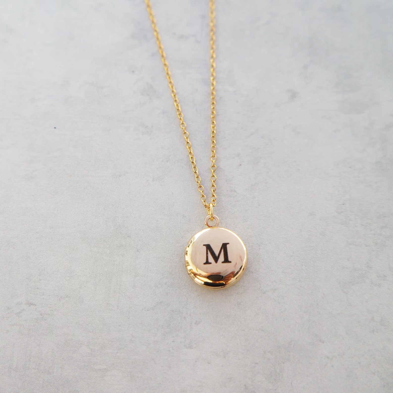 Tiny Initial Locket/ Engraved Gold Locket