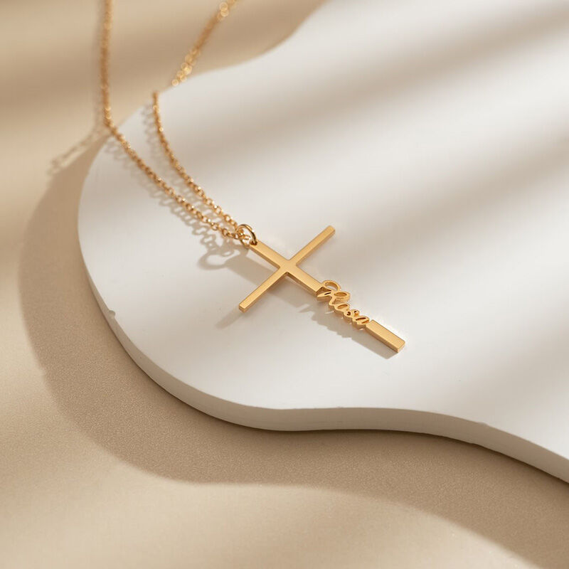 Personalized Cross Name Necklace Simple Gift For Her