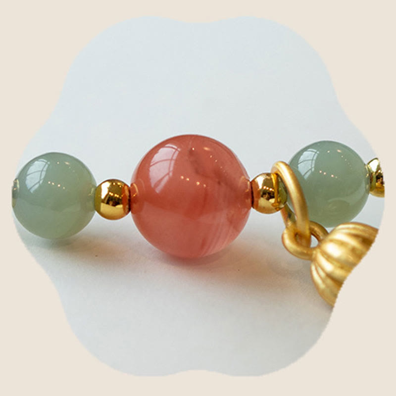 Red Agate Jade Lotus Confidence Calm String Bracelet