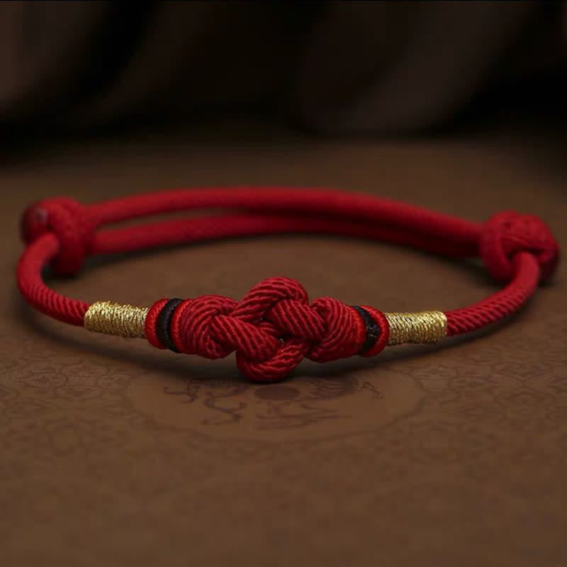 Red String Jade Luck Fortune Knot Braided Couple Bracelet