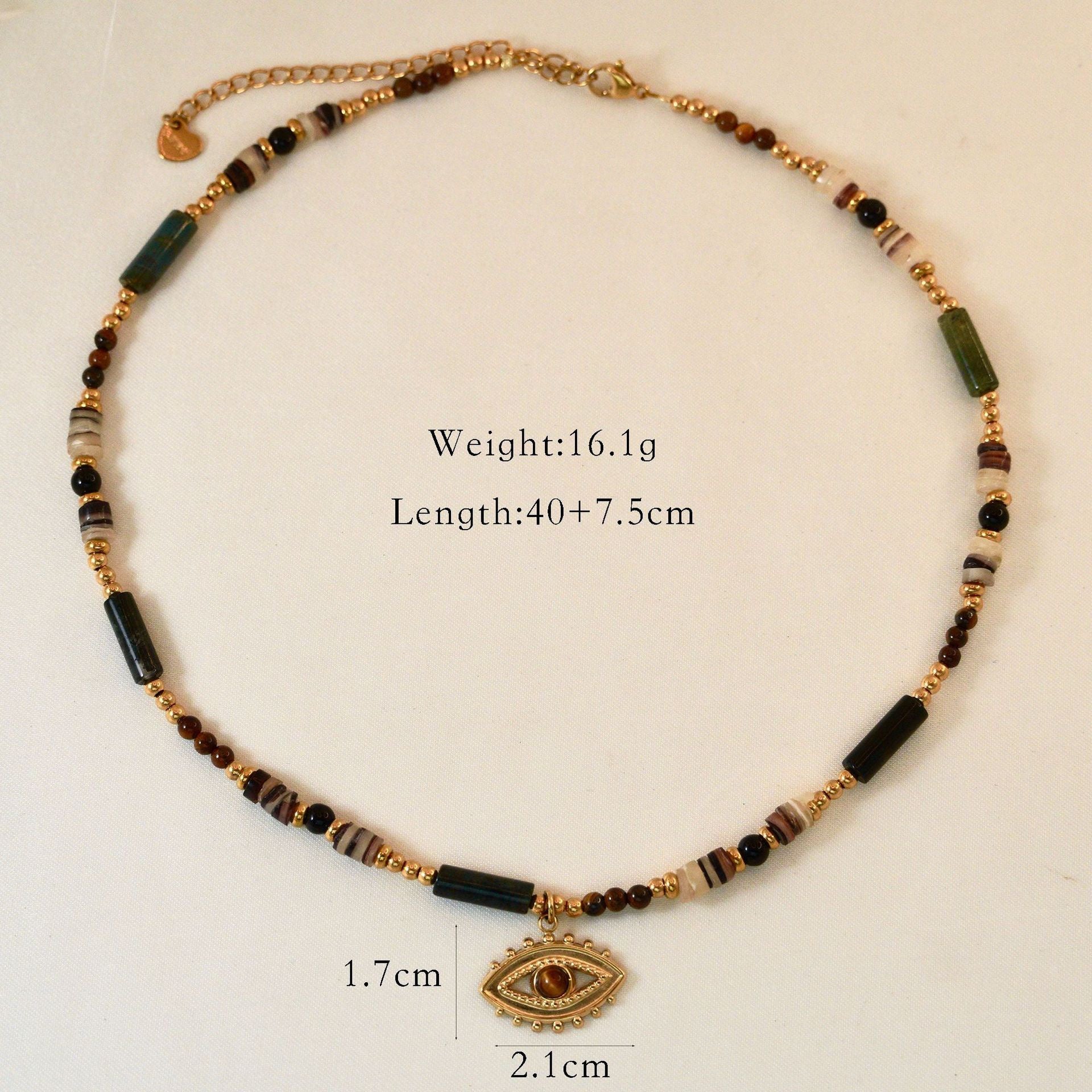 Maladite-style Yellow Tiger Eye Pendant, 14k Gold Stainless Necklace