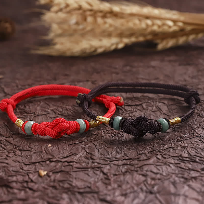 Red String Jade Luck Fortune Knot Braided Couple Bracelet