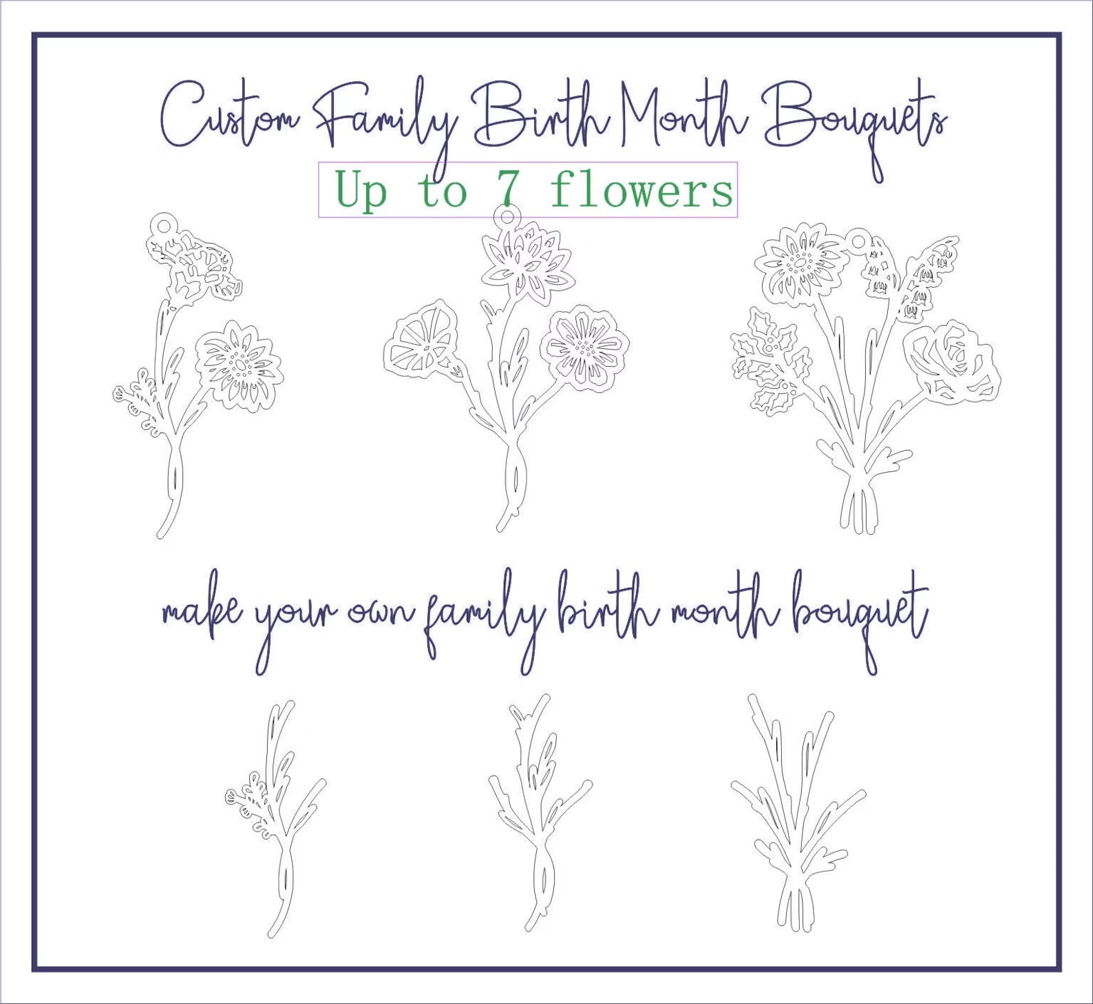 Combined Birth Flower Bouquet Necklace For Mother's Day