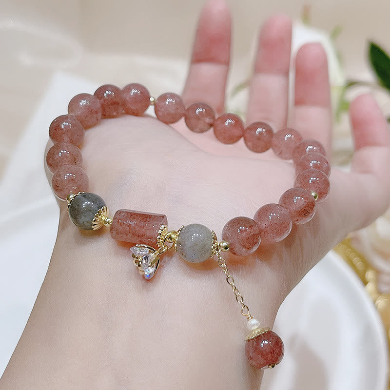 Natural Strawberry Quartz Moonstone Love Bracelet