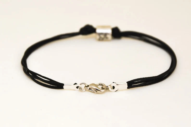 Zodiac signs bracelet, mens bracelet with silver sign charm, black cords,  bracelet for men