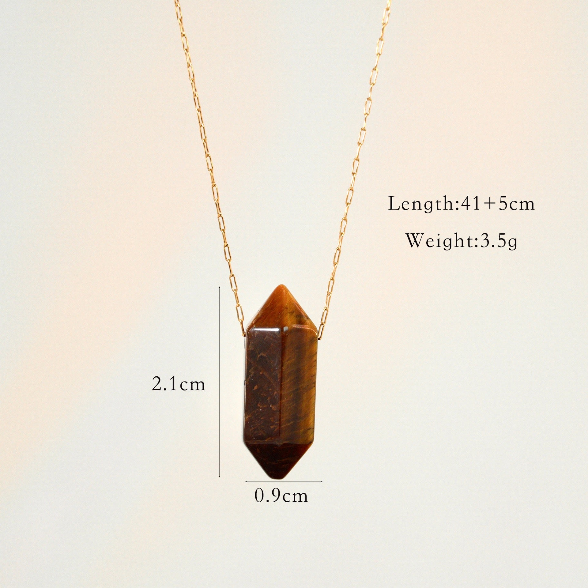 Maladite-style Yellow Tiger Eye Pendant, 14k Gold Stainless Necklace