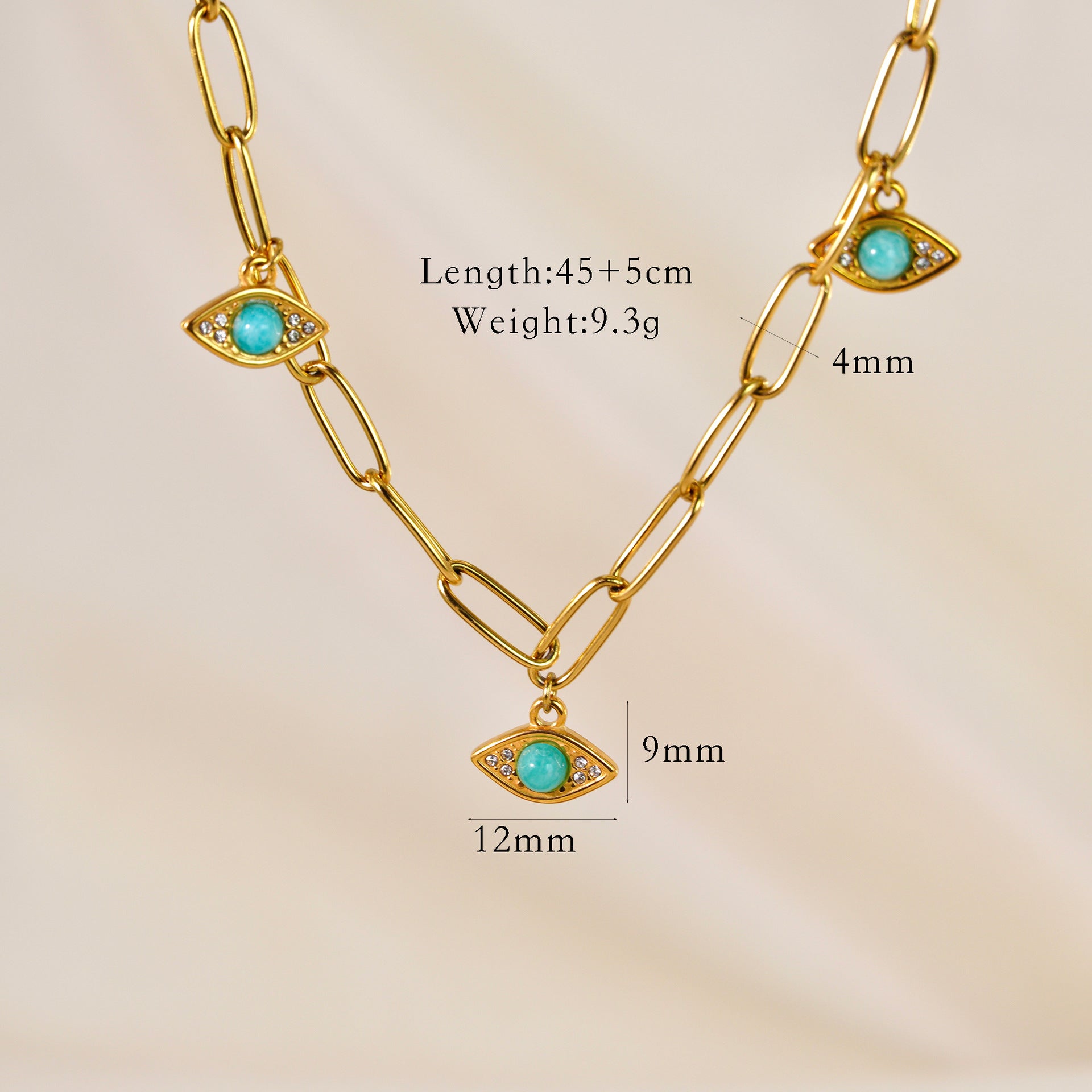 Fashion Light Luxury Amazonite Necklace, 14k Gold Stainless Steel