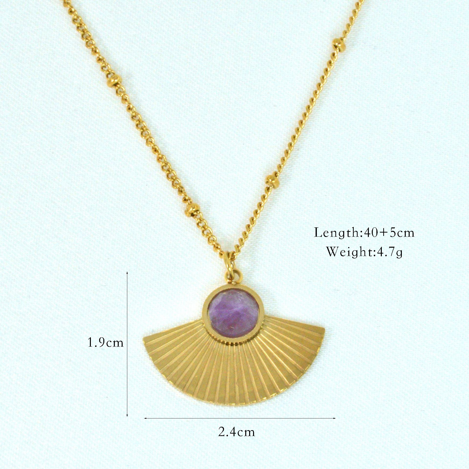 Vintage Light Luxury Amethyst Pendant, 14k Gold Moon Compass