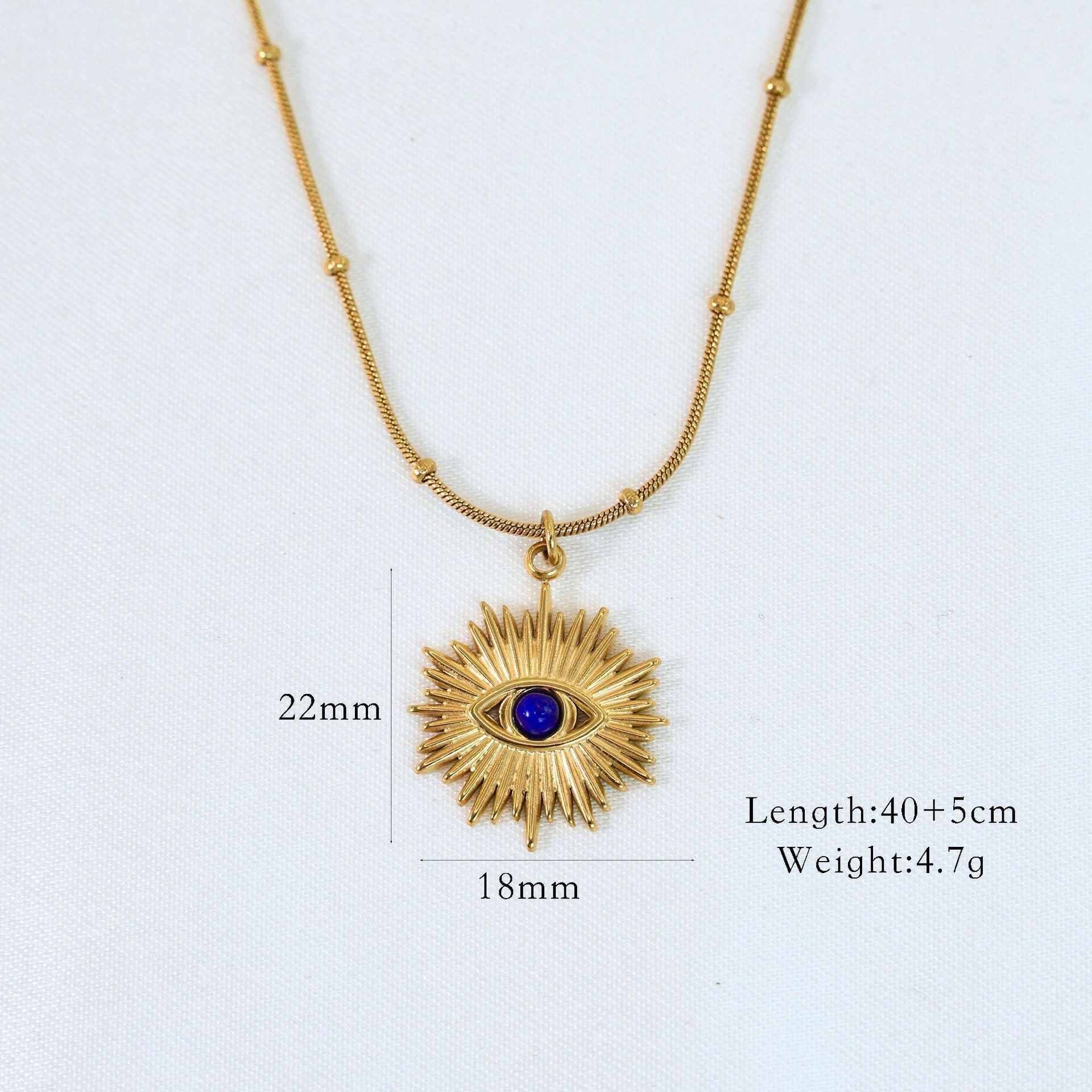 Lapis Lazuli pendant |  8-pointed star | 14K Gold Stainless Steel