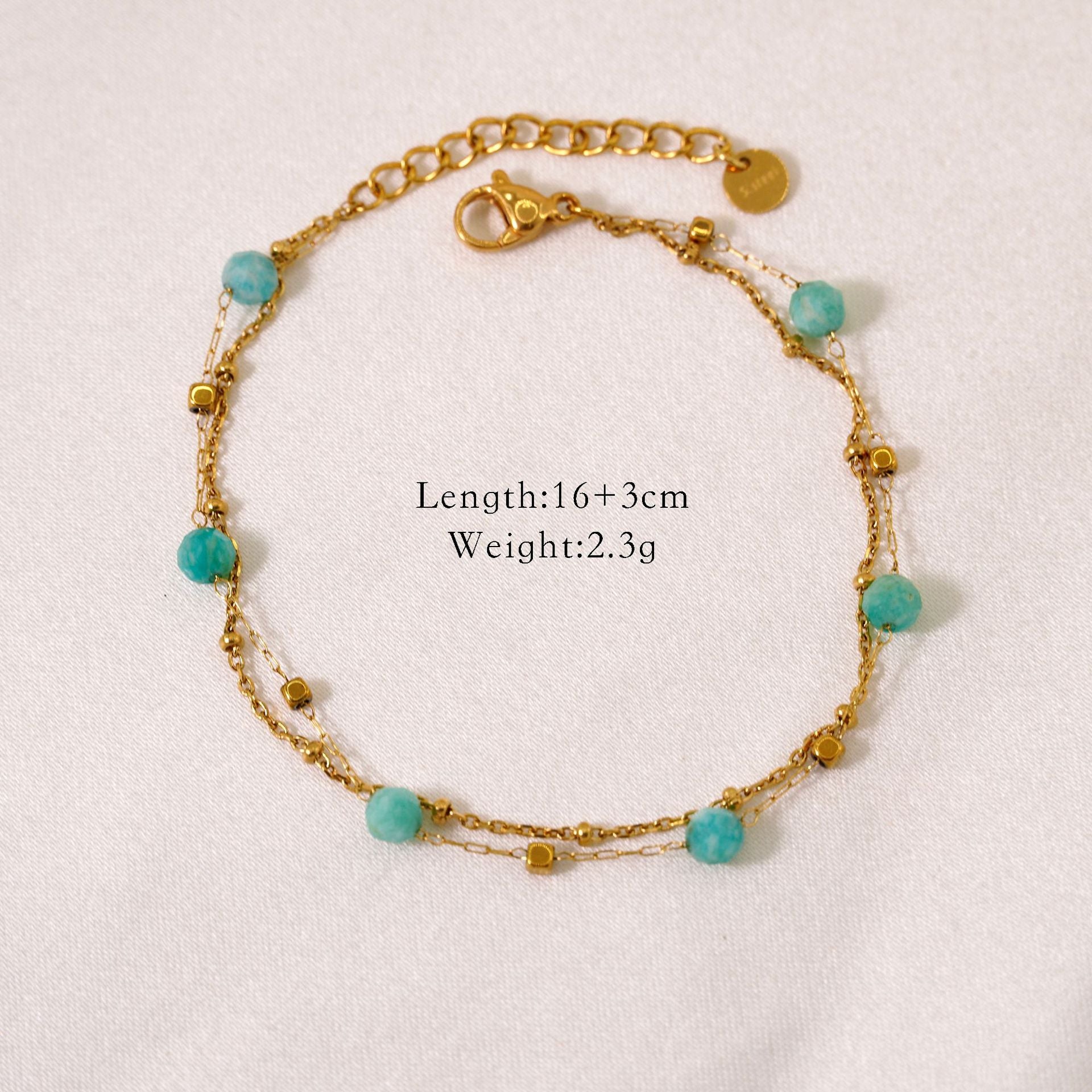 Fashion Light Luxury Amazonite Necklace, 14k Gold Stainless Steel