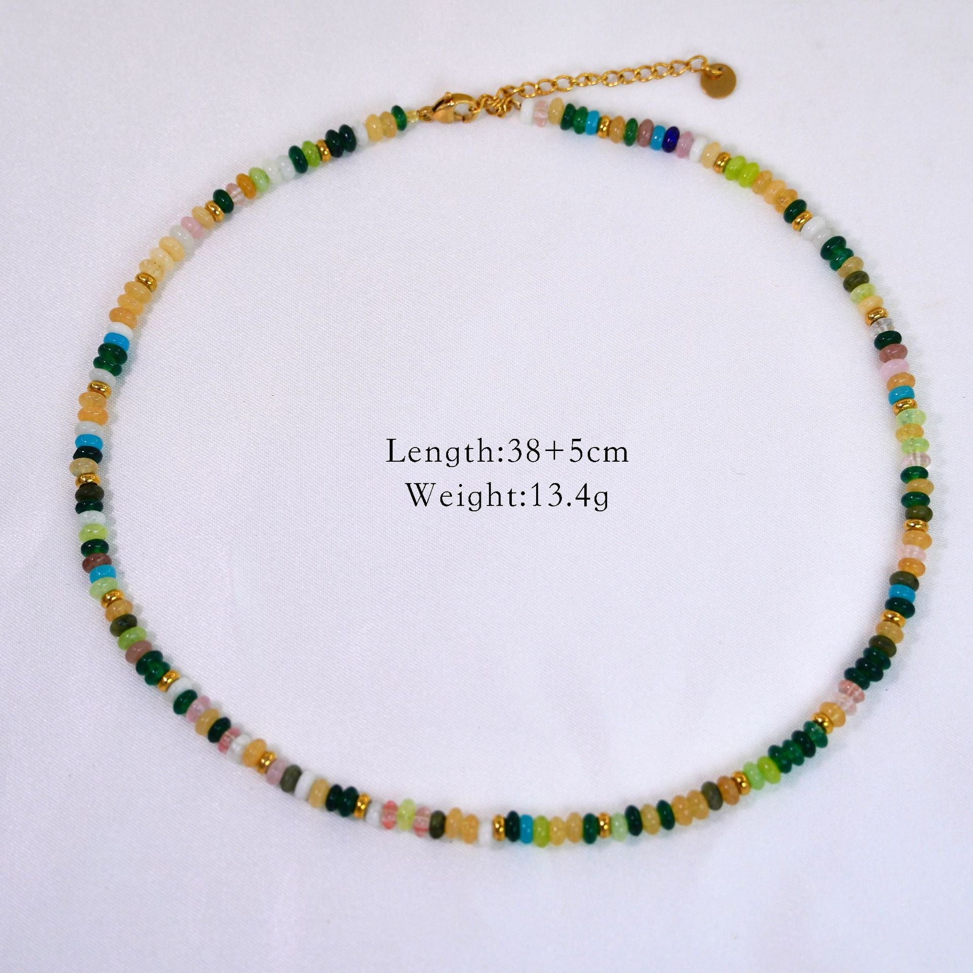 Colorful Abacus Bead Necklace | Star Inlay Shell | 14K Gold | Stainless Steel