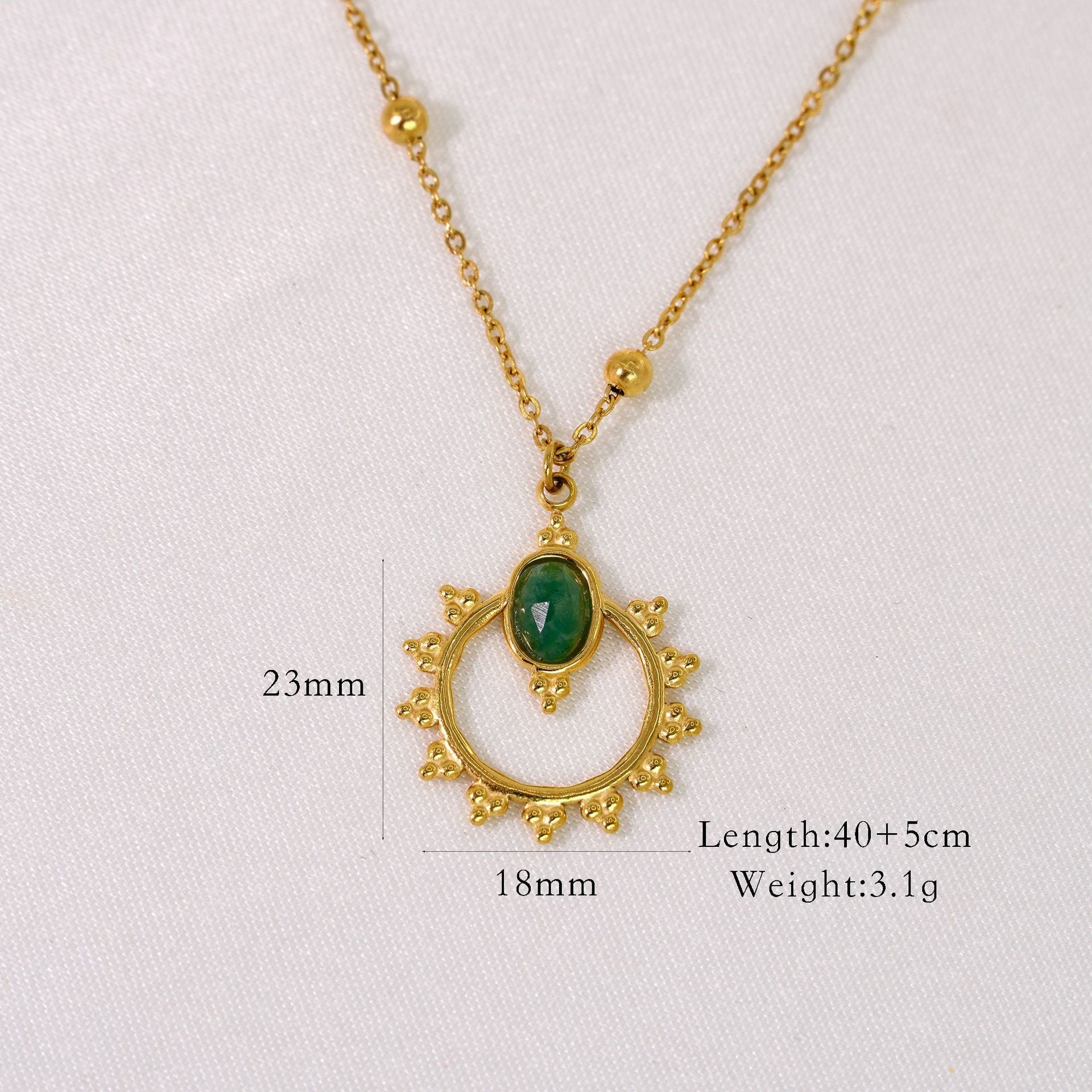 Summer ladies' natural stone necklace | African jade | 14K Gold｜Stainless steel